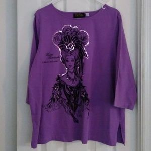 3/4 Sleeve Embellished Knit Top